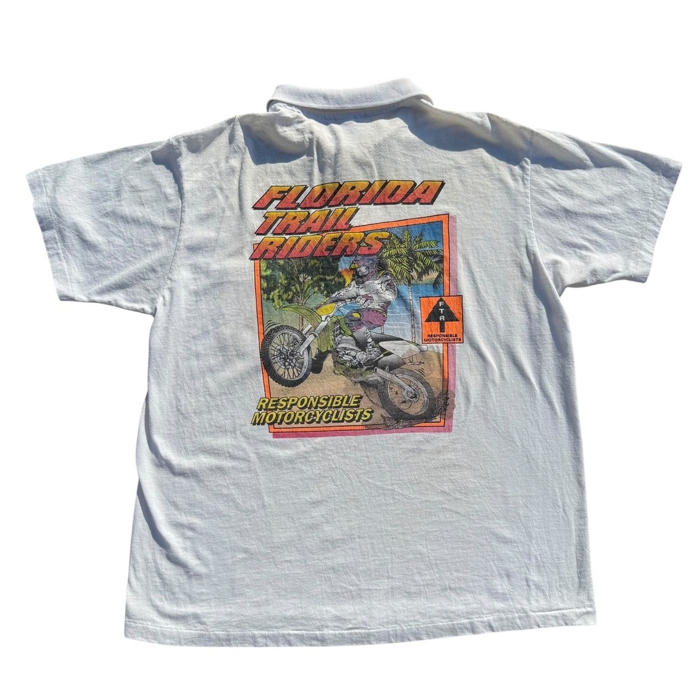 Vintage Jerzees Florida Trail Riders Motorcycle Polo Shirt Mens‎ L